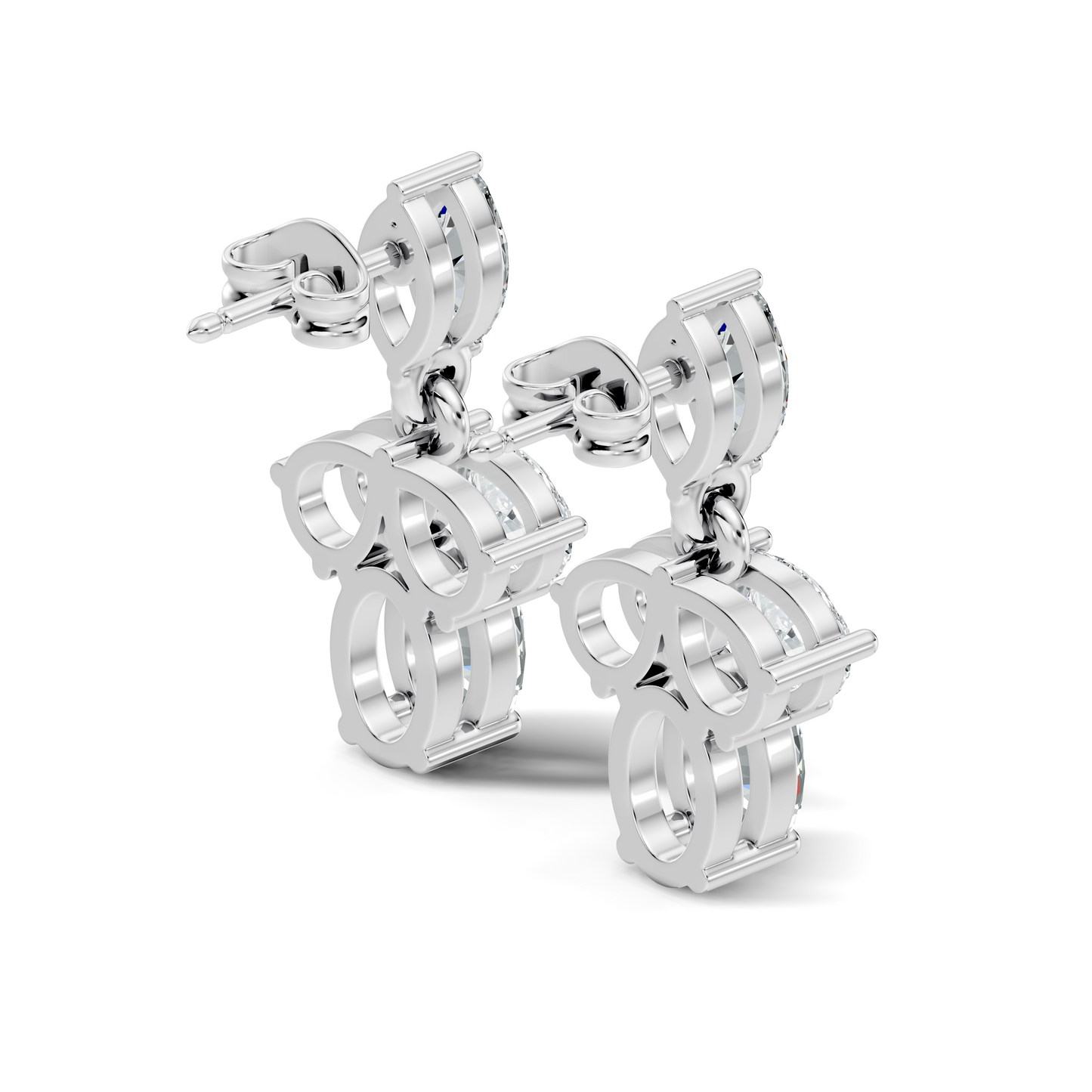 Sparkling Colorless Lab-Grown Diamond Stud Earring Oval & Pear Drop Style