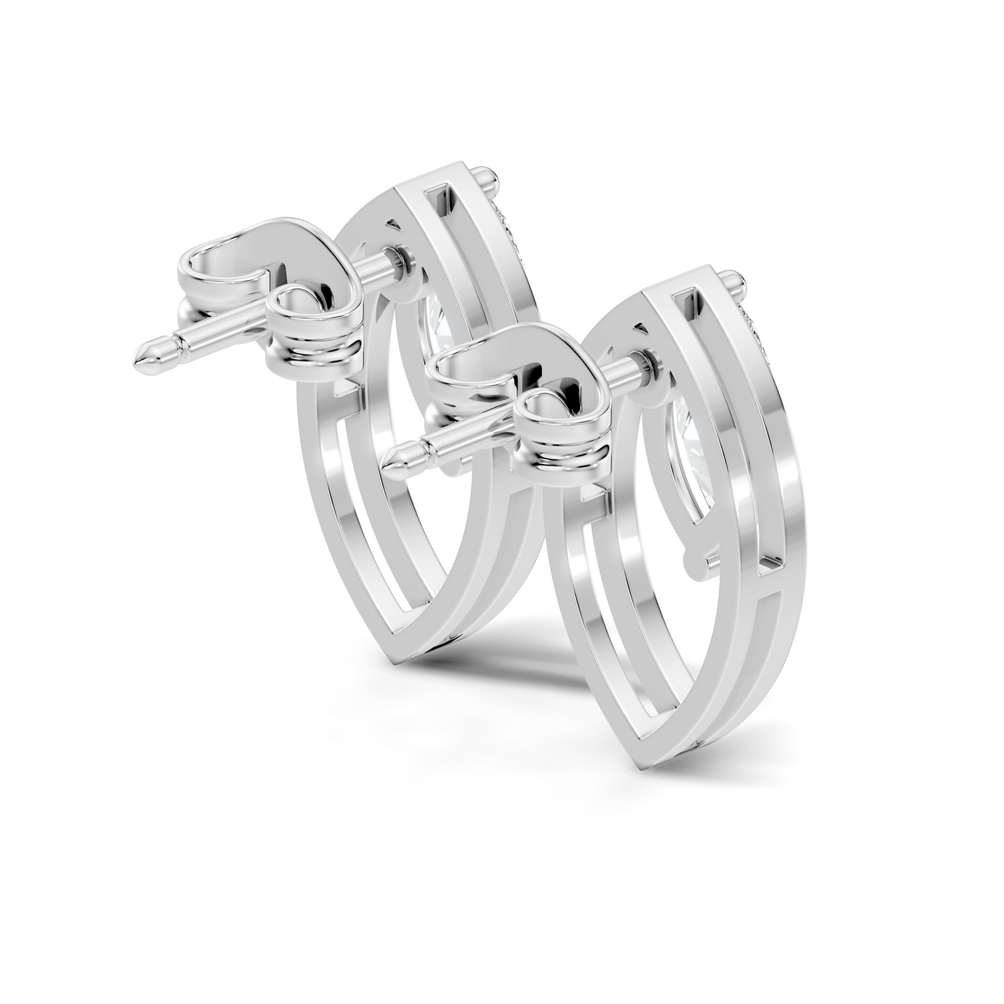 Women's 14K Gold Marquise Solitaire Diamond Stud Earrings Colorless Elegance