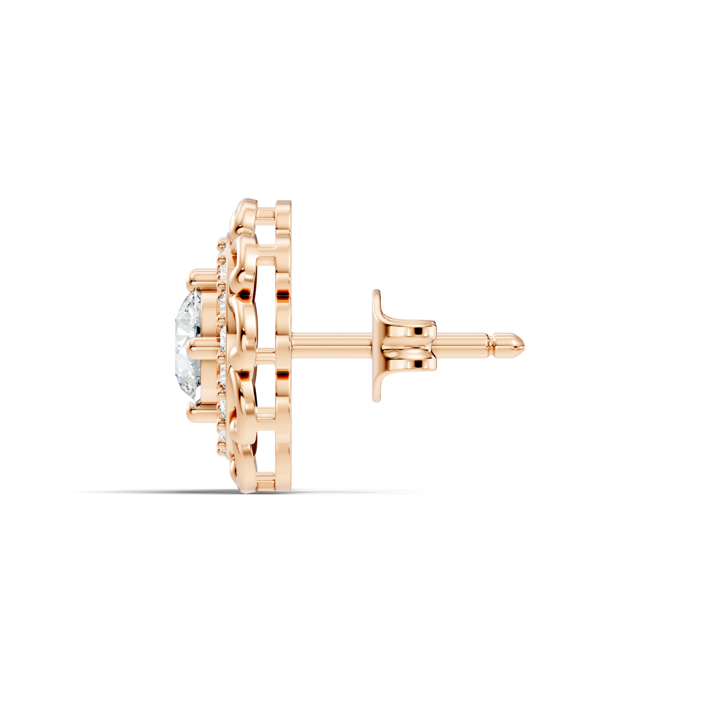 Vintage Round Labgrown Diamond Stud Earring In 14K Solid White Gold For Women's