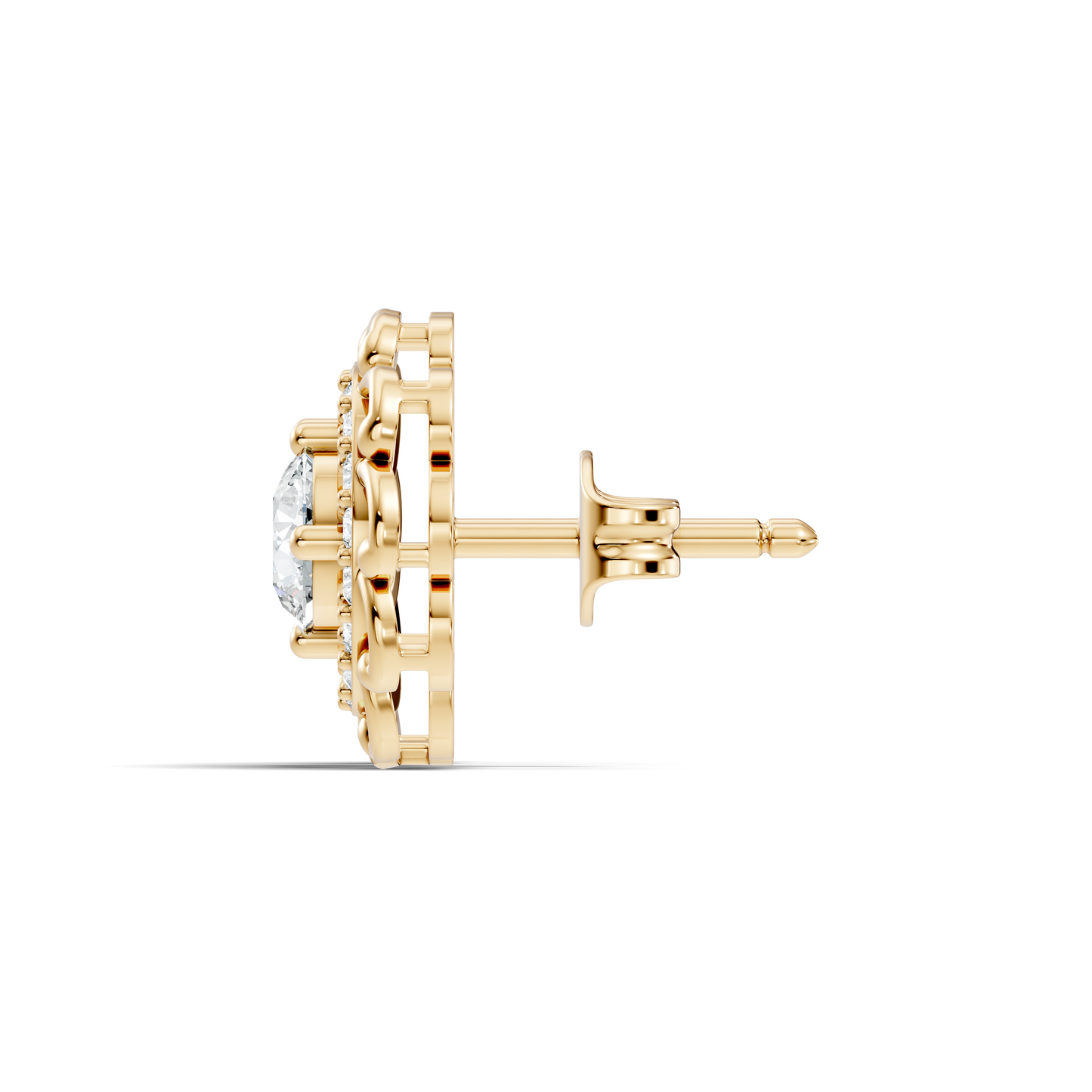 Vintage Round Labgrown Diamond Stud Earring In 14K Solid White Gold For Women's