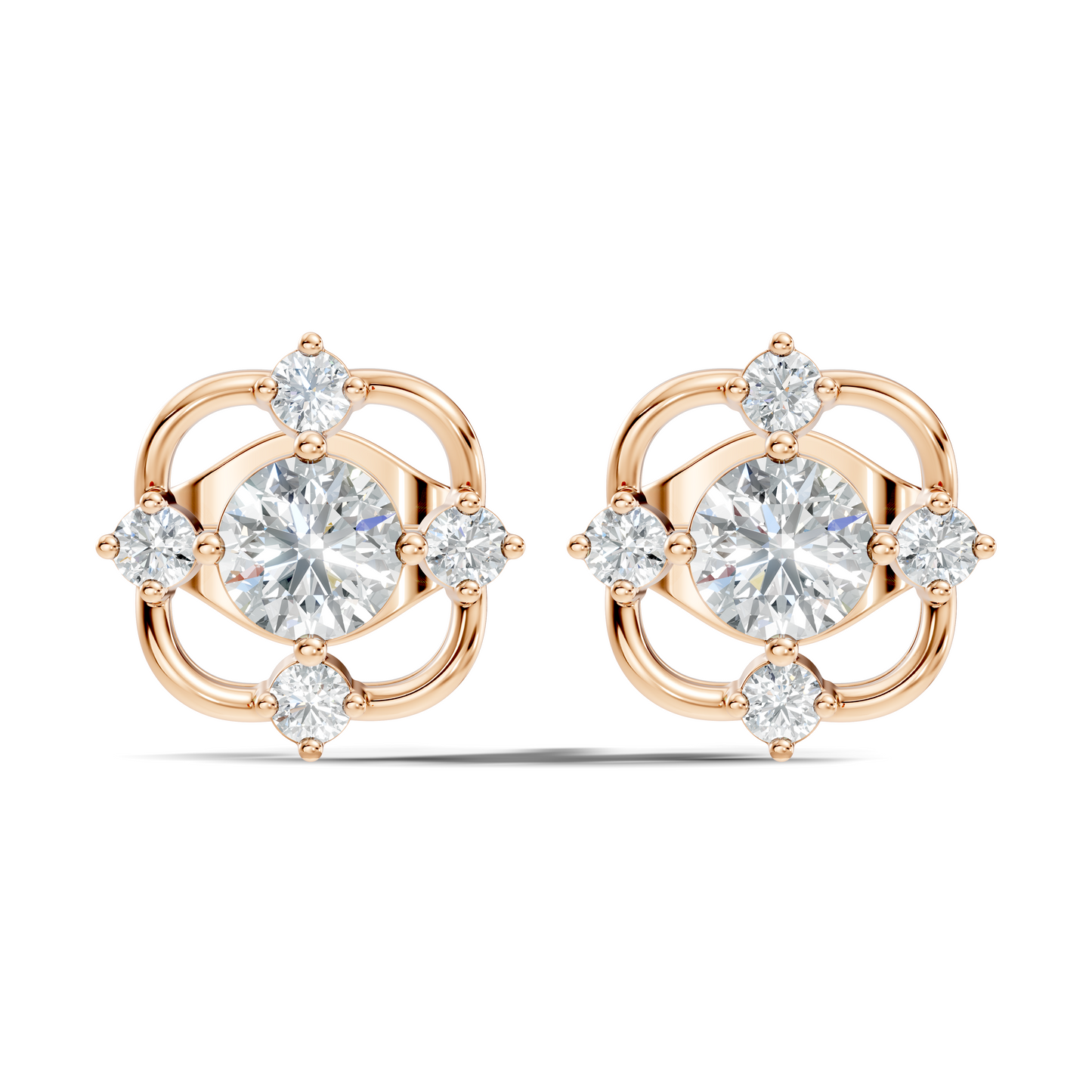 Elegant 14K Yellow Gold Round Cut Labgrown Diamond Stud Earrings For Weddings
