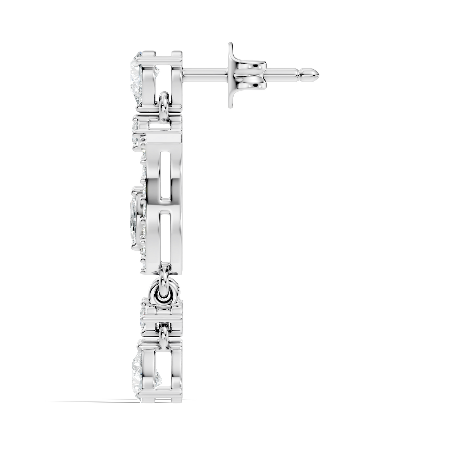 Elegant 14K Gold Women's Unique Marquise and Pear Diamond Earrings In 14K Gold