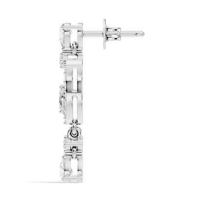 Elegant 14K Gold Women's Unique Marquise and Pear Diamond Earrings In 14K Gold