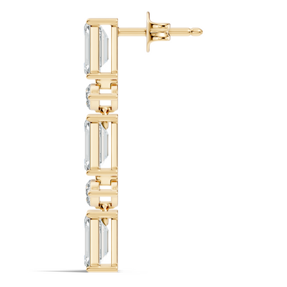 Marquise And Emerald Cut Labgrown Diamond Linear Drop Dangling Earring Classic Elegance For Her