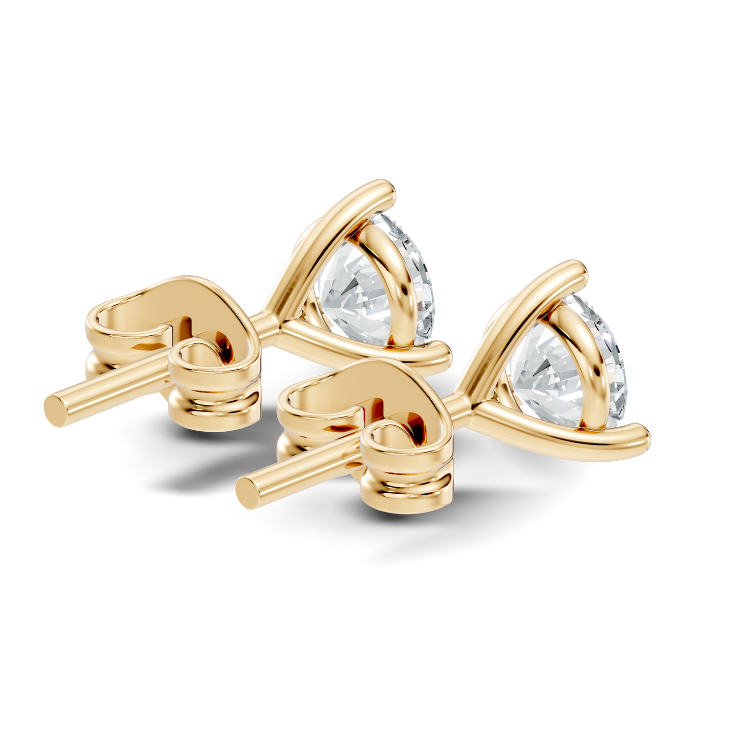 Elegant 14K Gold Solitaire Stud Earrings with Round Cut Labgrown Diamonds for Her