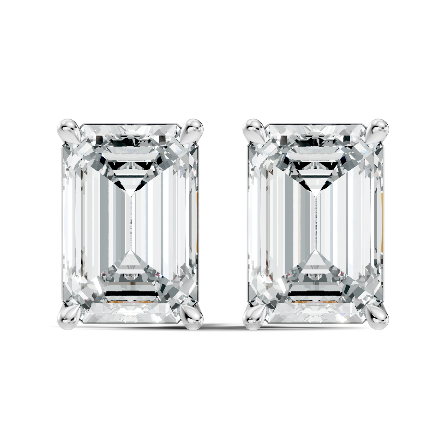 Luxury 6.41 Ct Emerald Cut Lab Grown Diamond Stud Earrings For Women In 18K Gold