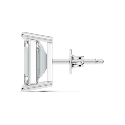 Luxury 6.41 Ct Emerald Cut Lab Grown Diamond Stud Earrings For Women In 18K Gold