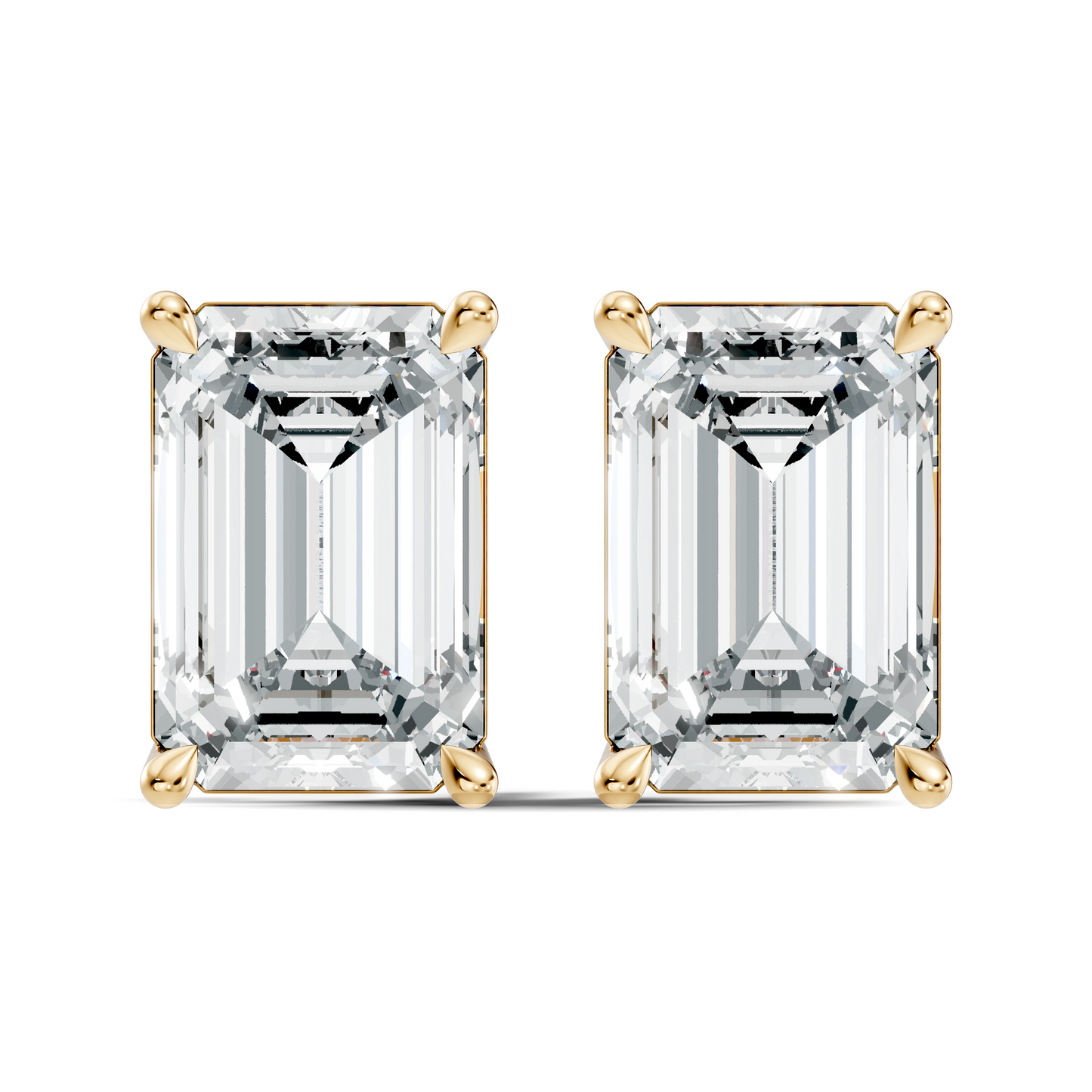 Luxury 6.41 Ct Emerald Cut Lab Grown Diamond Stud Earrings For Women In 18K Gold