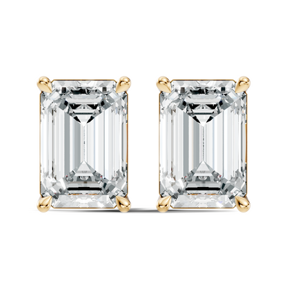 Luxury 6.41 Ct Emerald Cut Lab Grown Diamond Stud Earrings For Women In 18K Gold