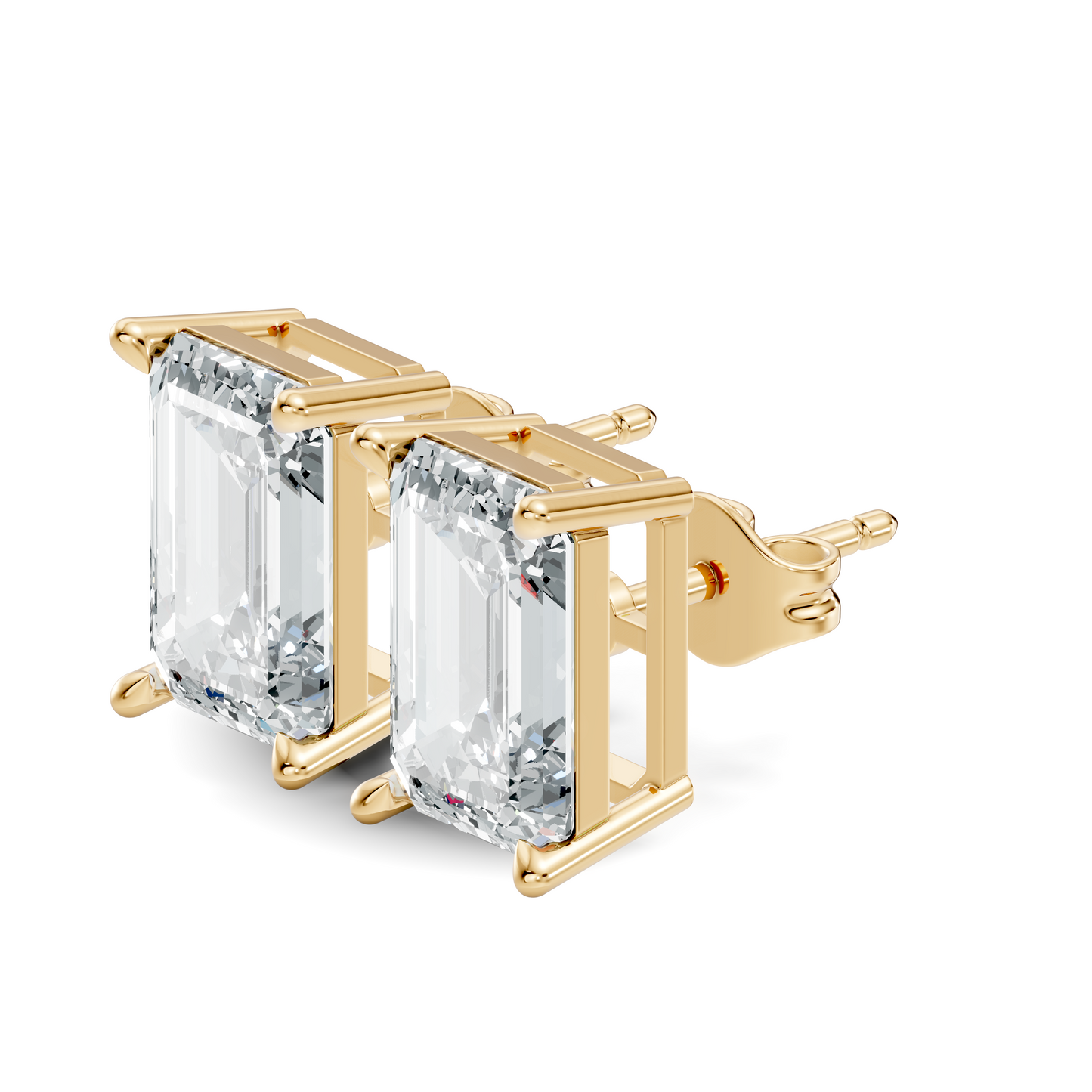 Luxury 6.41 Ct Emerald Cut Lab Grown Diamond Stud Earrings For Women In 18K Gold