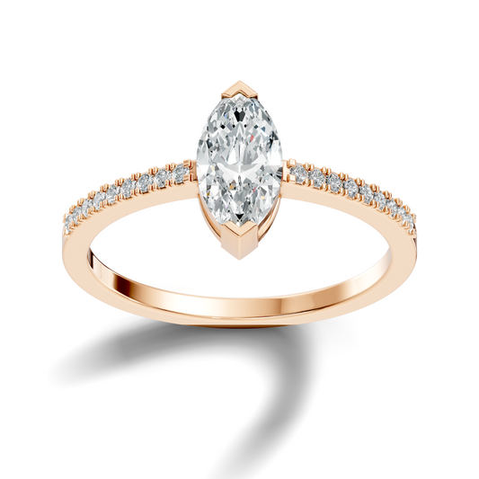 Marquise and Round Cut Diamond Solitaire Vintage Minimalist Cluster Engagement Ring For Women's