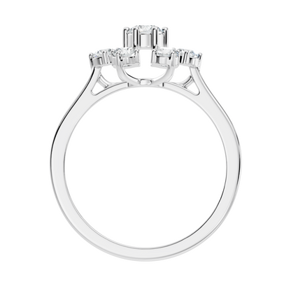 Round Cut Lab Grown Diamond Unique Flower Shape Dainty Stackable Party Wear Ring For Her