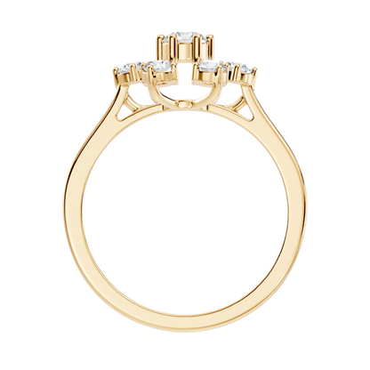 Round Cut Lab Grown Diamond Unique Flower Shape Dainty Stackable Party Wear Ring For Her