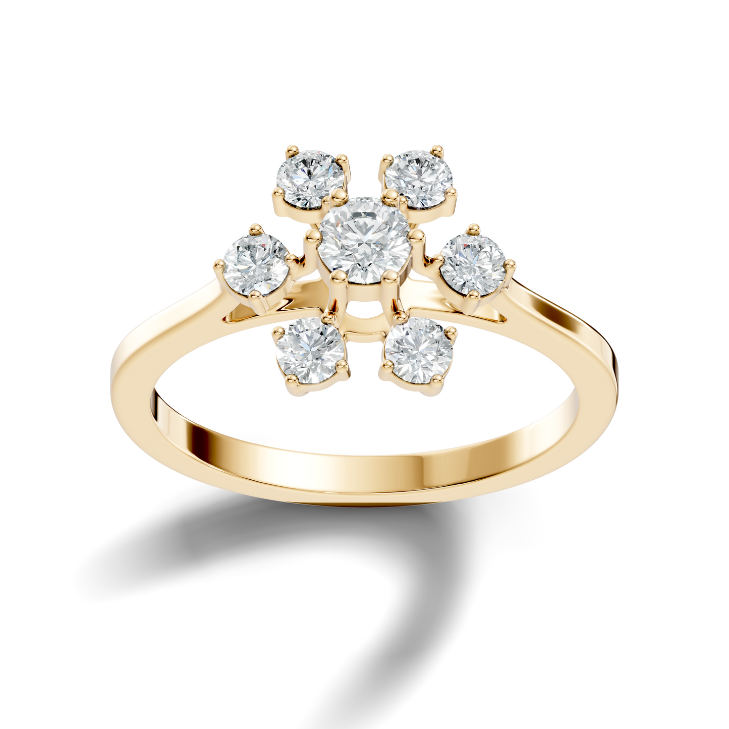 Round Cut Lab Grown Diamond Unique Flower Shape Dainty Stackable Party Wear Ring For Her