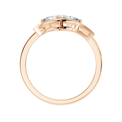 Vintage Round Cut White Colorless Diamond Unique Bezel set Minimalist Dainty Cluster Ring For Her