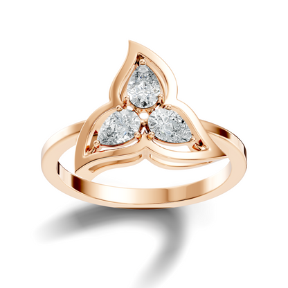 Vintage Round Cut White Colorless Diamond Unique Bezel set Minimalist Dainty Cluster Ring For Her