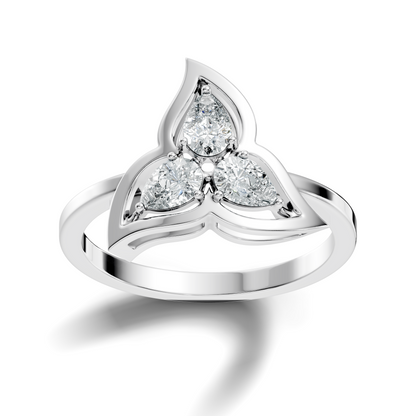 Vintage Round Cut White Colorless Diamond Unique Bezel set Minimalist Dainty Cluster Ring For Her