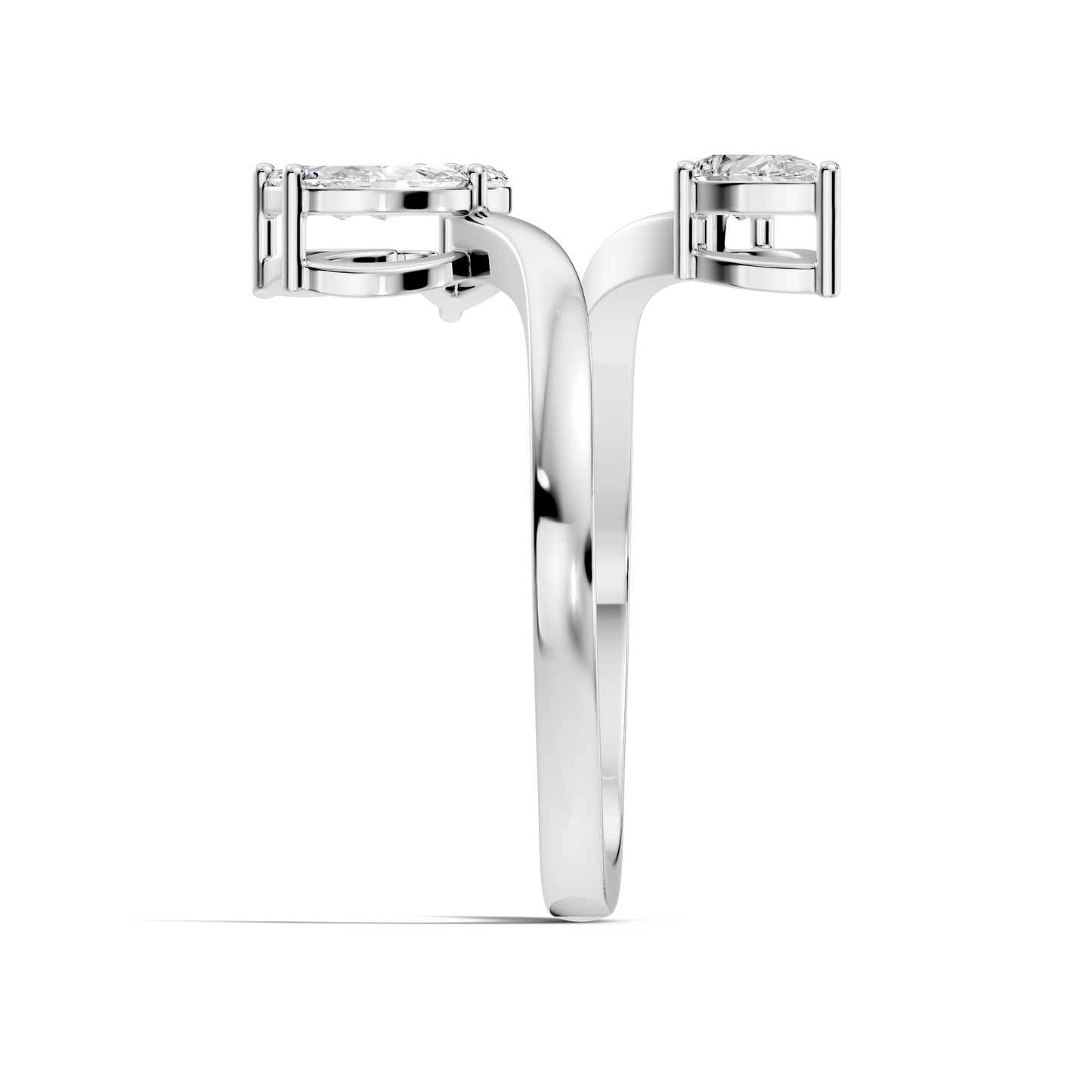 Marquise and Pear Cut Lab Grown Diamond Unique Delicate Vintage Bypass Dainty Party Wear Ring For Women's