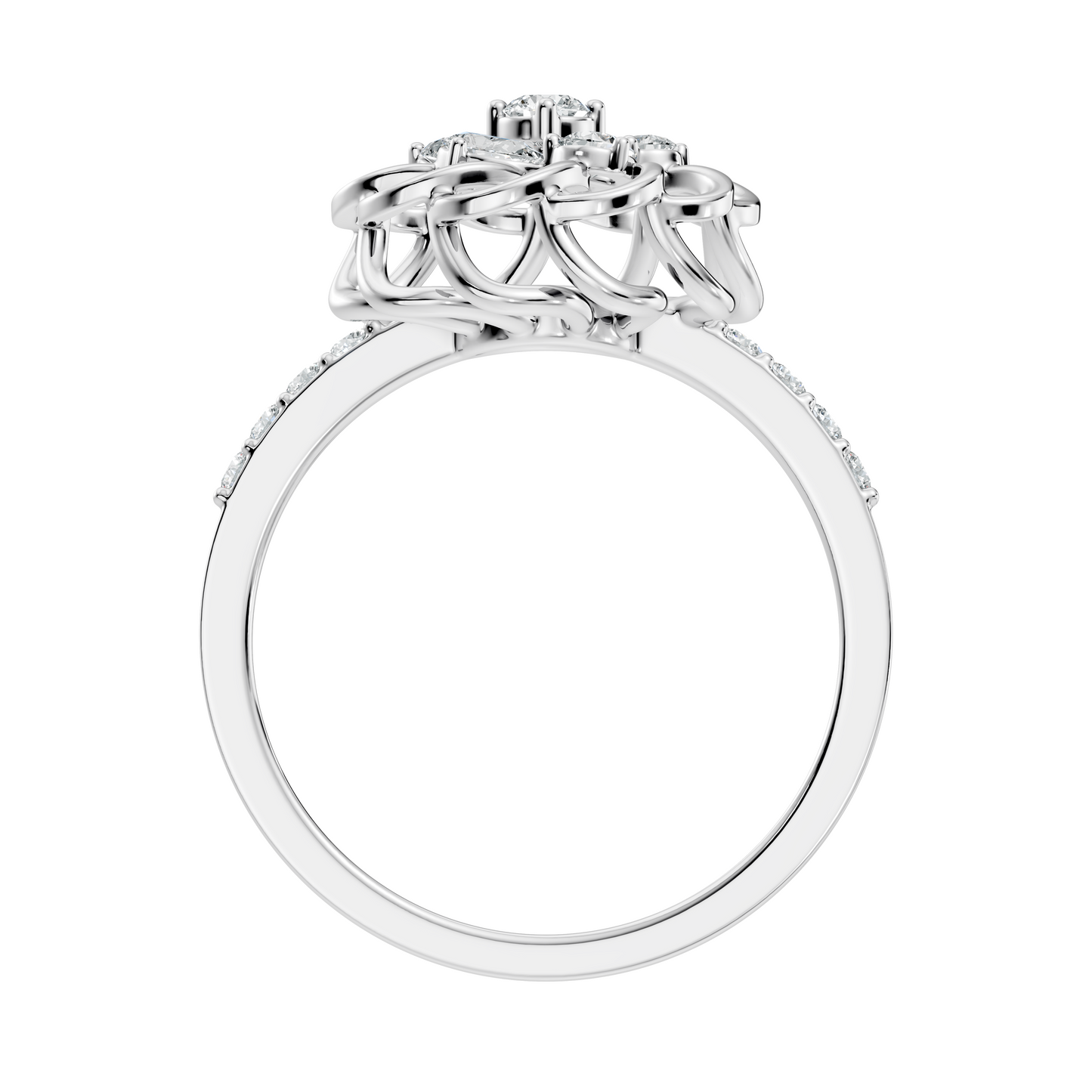 Vintage Pear and Round Cut Lab Grown & Natural Diamond Flower Shape Dainty Minimalist Wedding Ring For Her