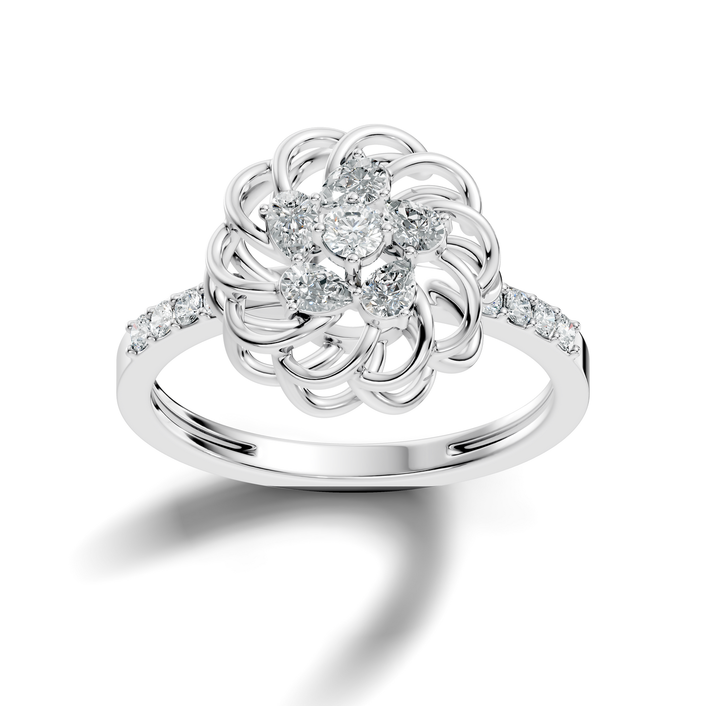 Vintage Pear and Round Cut Lab Grown & Natural Diamond Flower Shape Dainty Minimalist Wedding Ring For Her