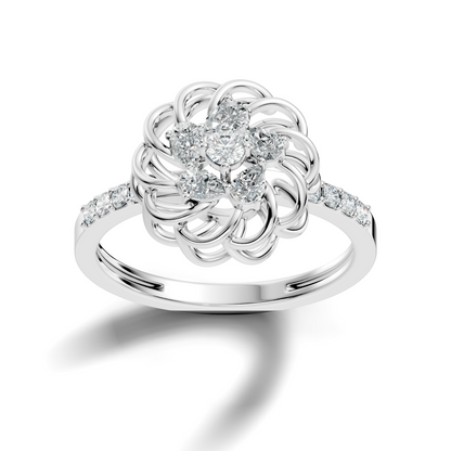 Vintage Pear and Round Cut Lab Grown & Natural Diamond Flower Shape Dainty Minimalist Wedding Ring For Her