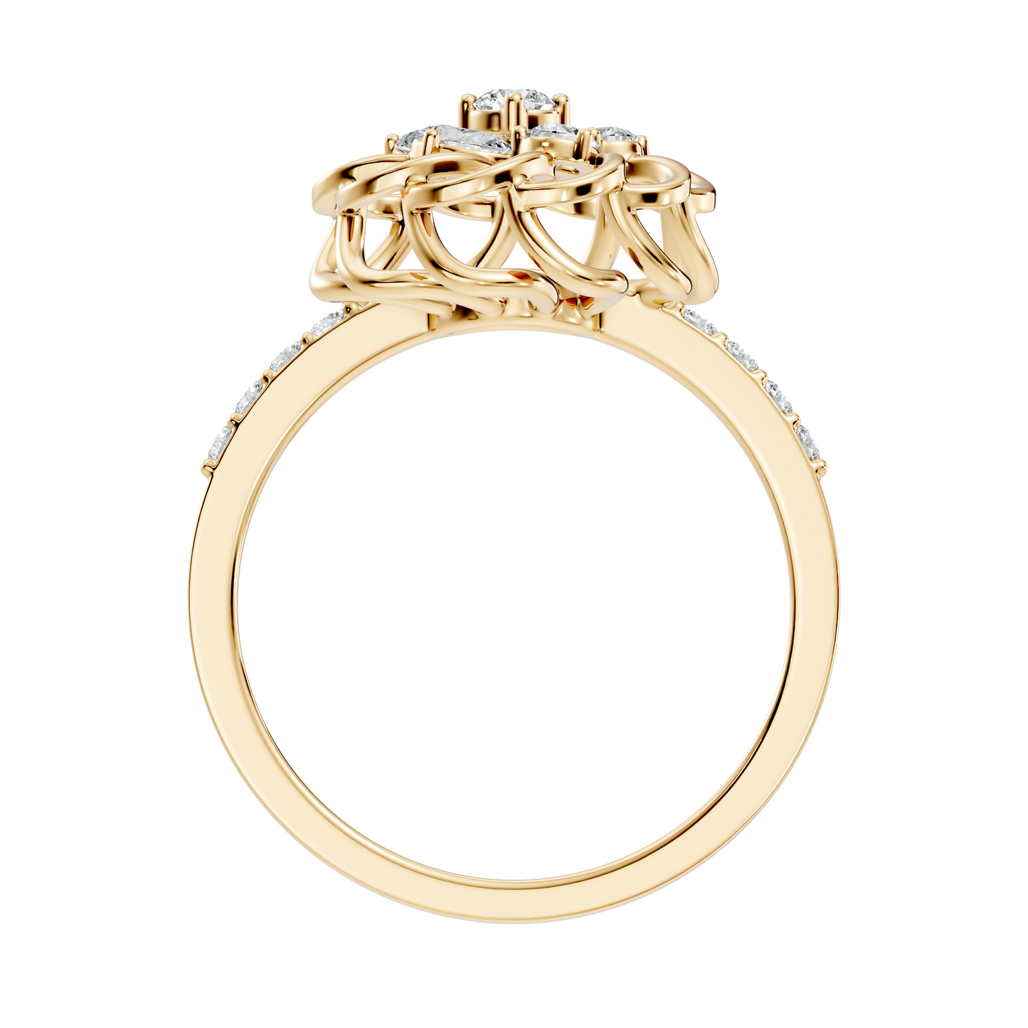 Vintage Pear and Round Cut Lab Grown & Natural Diamond Flower Shape Dainty Minimalist Wedding Ring For Her