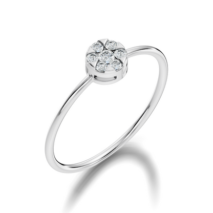 Round Cut White Colorless Lab Grown & Natural Diamond Vintage Delicate Halo Cluster Promise Ring For Her