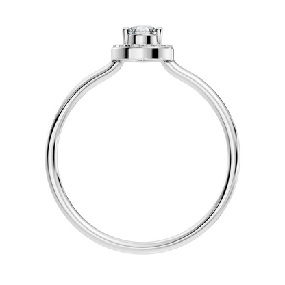 Pear and Round Cut Lab Grown Diamond Unique Delicate  Vintage Halo Style Dainty Engagement Ring