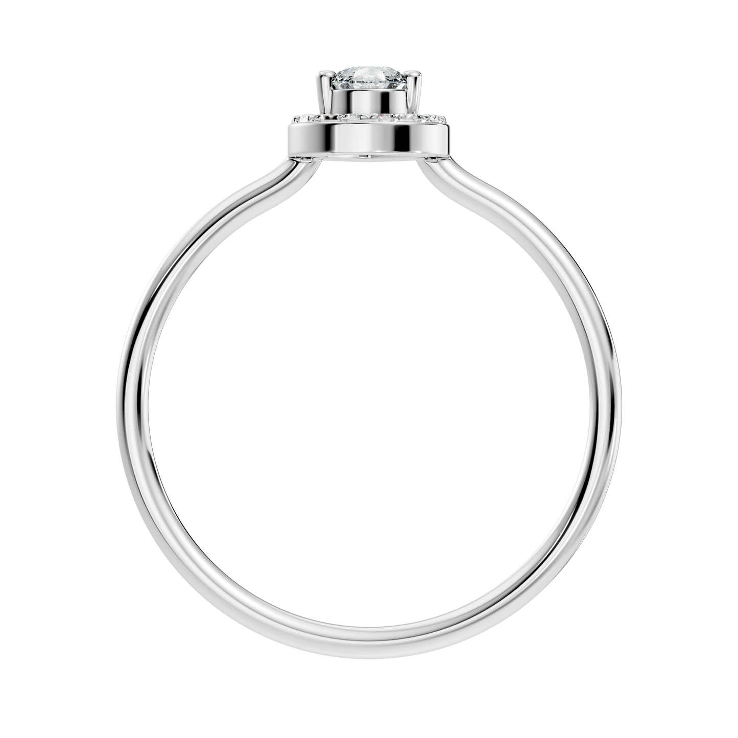 Pear and Round Cut Lab Grown Diamond Unique Delicate  Vintage Halo Style Dainty Engagement Ring