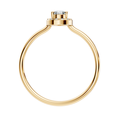 Pear and Round Cut Lab Grown Diamond Unique Delicate  Vintage Halo Style Dainty Engagement Ring