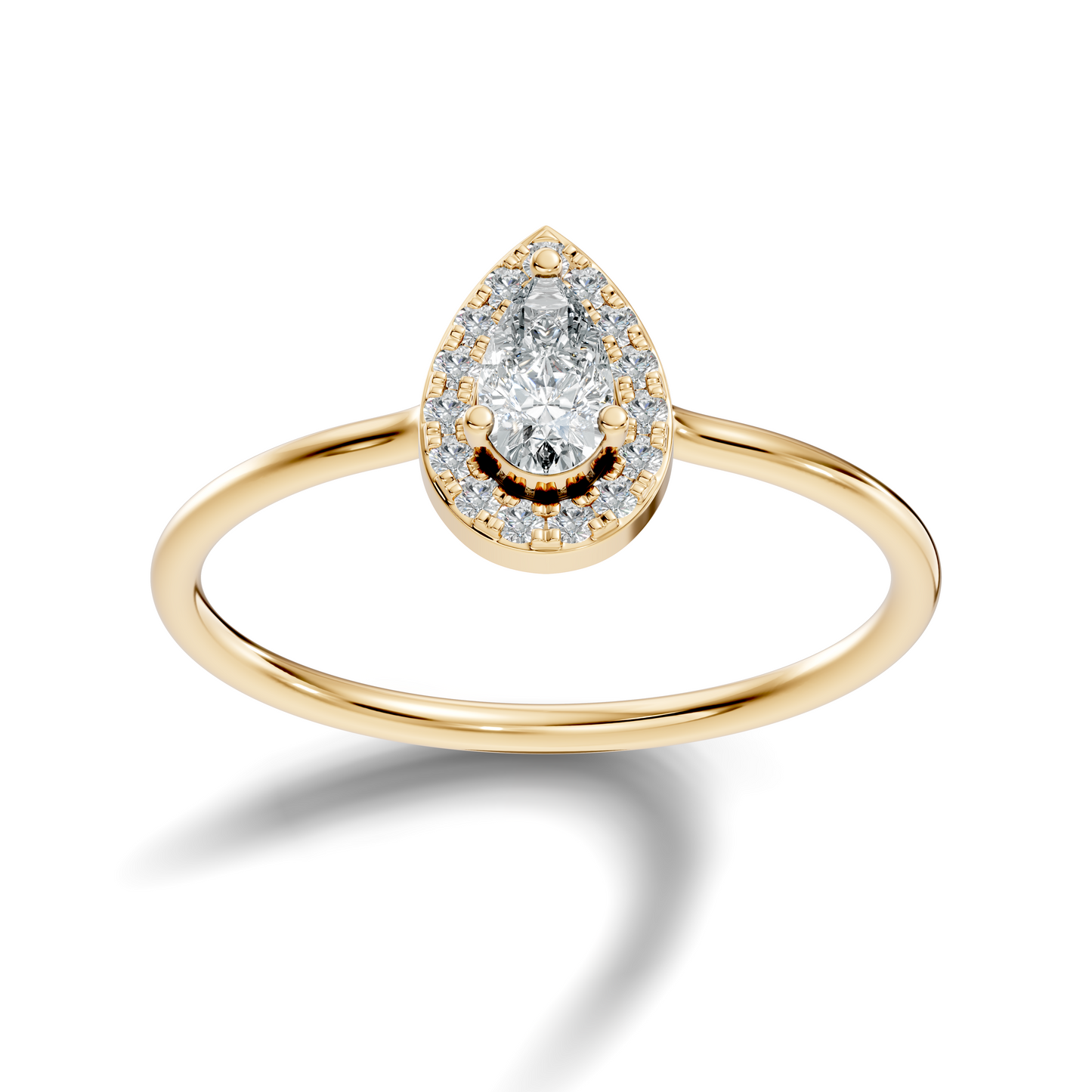 Pear and Round Cut Lab Grown Diamond Unique Delicate  Vintage Halo Style Dainty Engagement Ring