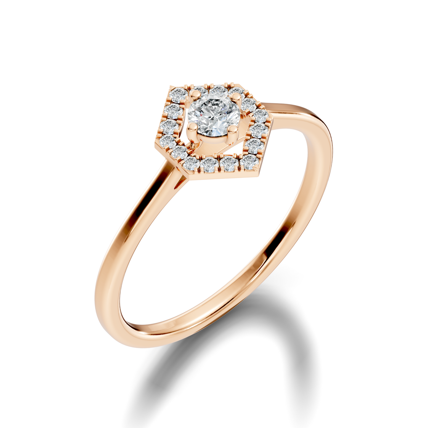 0.26 Ct Round Cut Lab-Grown Diamond Solitaire Halo Ring