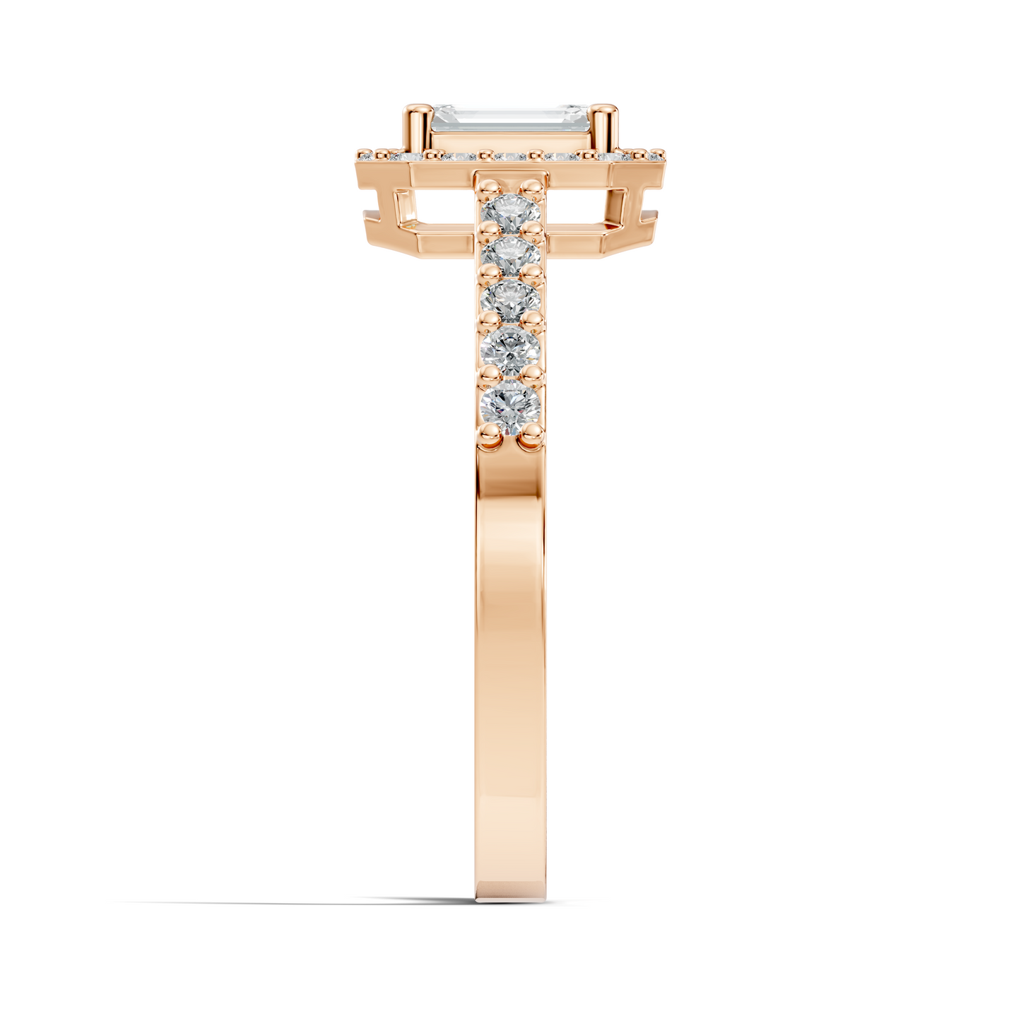 Emerald and Round Cut Lab Grown Diamond Unique Minimalist Halo Dainty Bridesmaid Ring For Women's