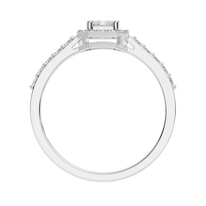 Emerald and Round Cut Lab Grown Diamond Unique Minimalist Halo Dainty Bridesmaid Ring For Women's