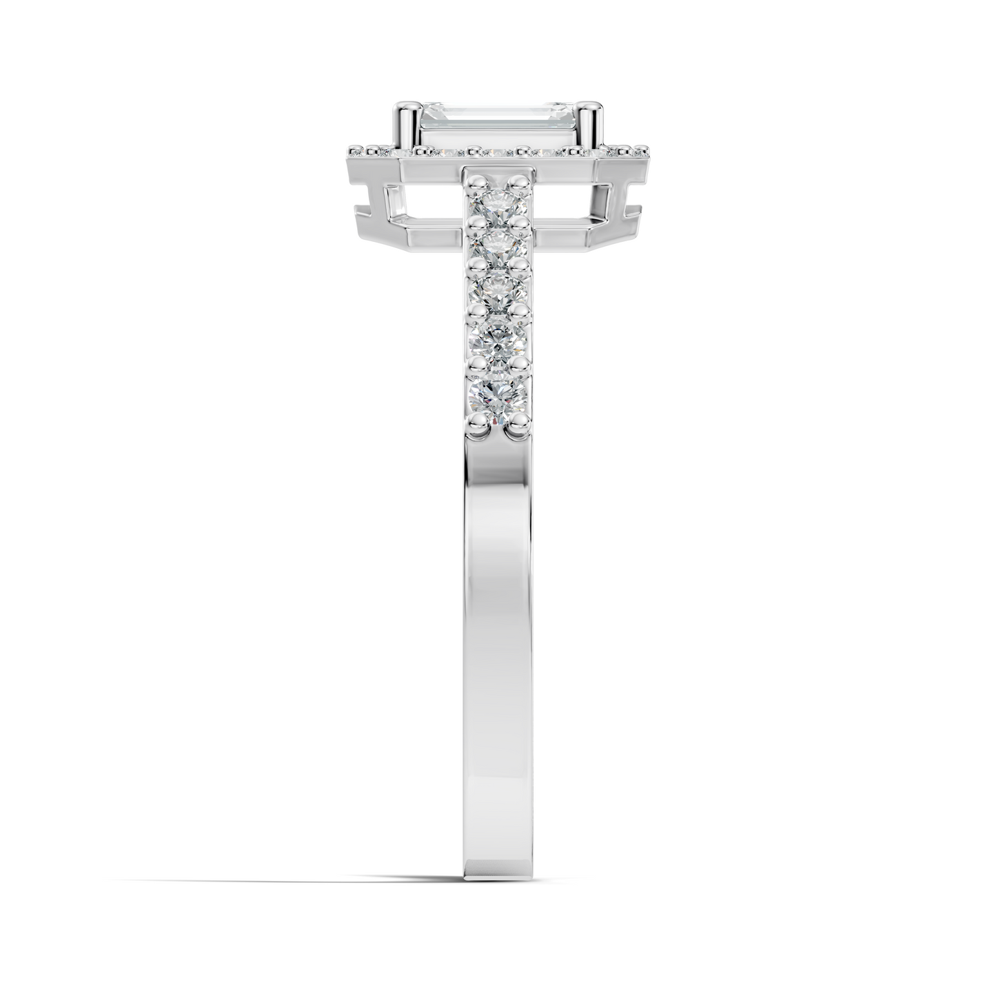 Emerald and Round Cut Lab Grown Diamond Unique Minimalist Halo Dainty Bridesmaid Ring For Women's