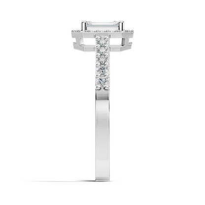 Emerald and Round Cut Lab Grown Diamond Unique Minimalist Halo Dainty Bridesmaid Ring For Women's