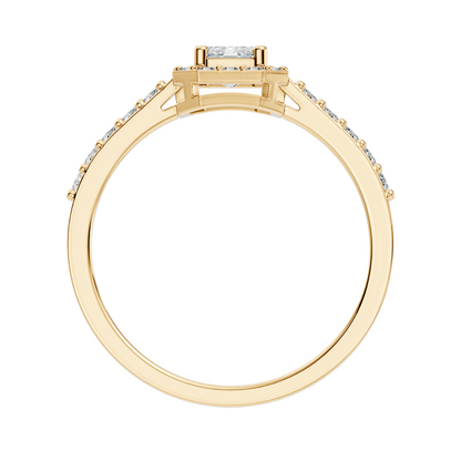 Emerald and Round Cut Lab Grown Diamond Unique Minimalist Halo Dainty Bridesmaid Ring For Women's