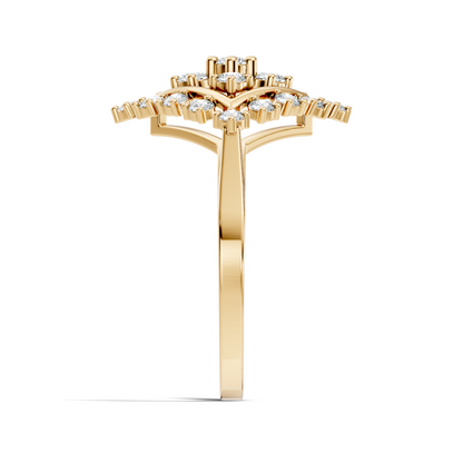 Round Cut Lab Grown & Natural Diamond Vintage Delicate Cluster Statement Dainty Ring For Women's