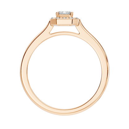 Emerald Cut Lab-Grown Diamond Halo Solitaire Ring