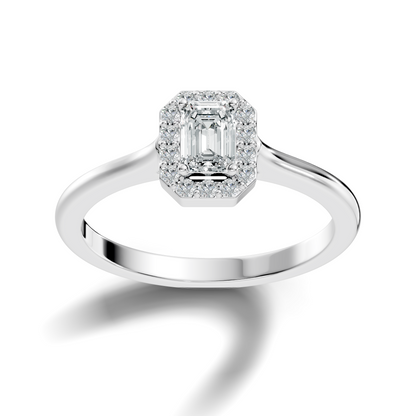 Emerald Cut Lab-Grown Diamond Halo Solitaire Ring