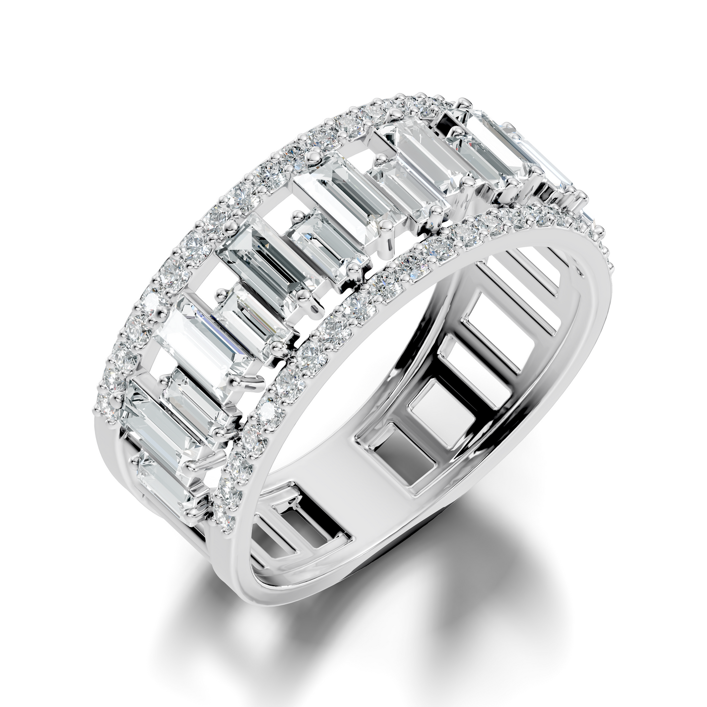 1.63CT Baguette and Round Cut Diamond Vintage Delicate Half Eternity Wedding Band Ring For Women's
