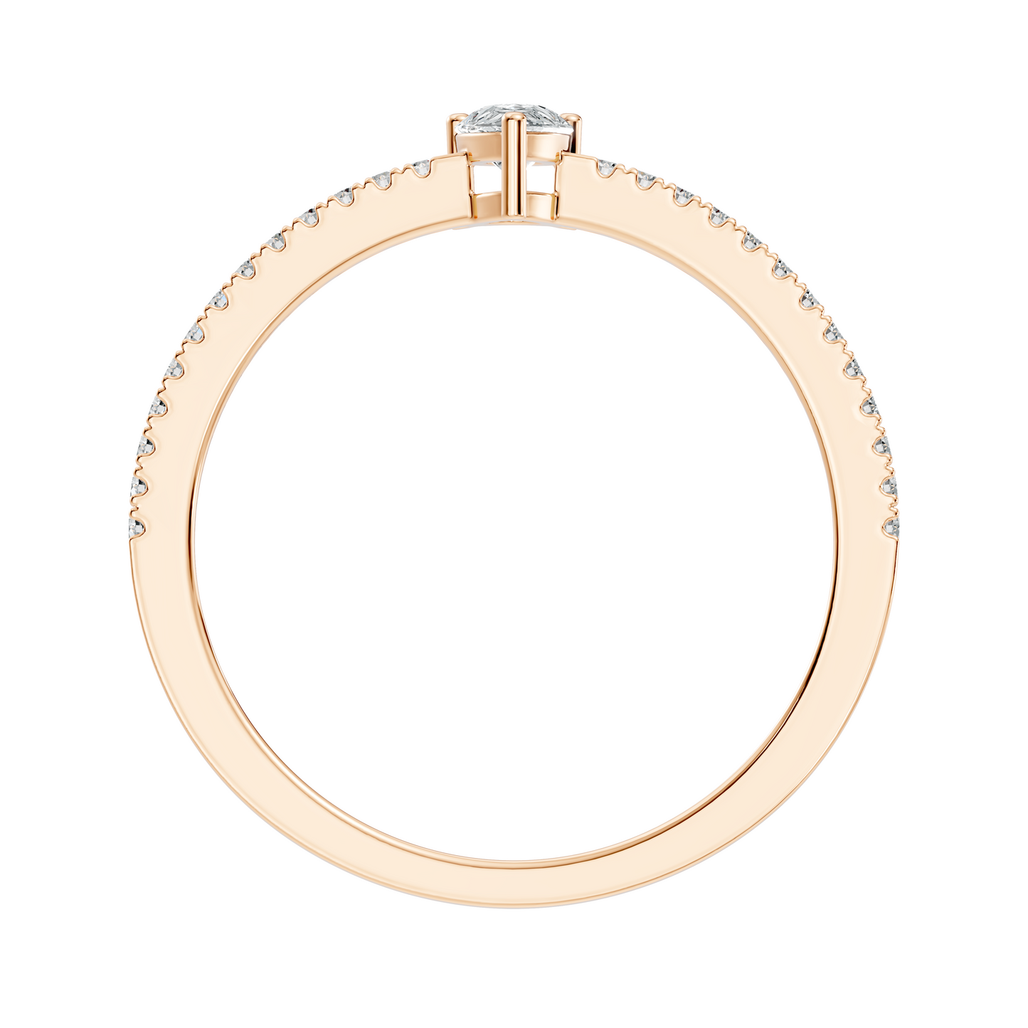 10k Yellow Gold Pear and Round Cut Diamond Vintage Delicate Half Eternity Dainty Wedding Ring For Her