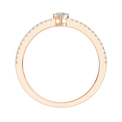 10k Yellow Gold Pear and Round Cut Diamond Vintage Delicate Half Eternity Dainty Wedding Ring For Her