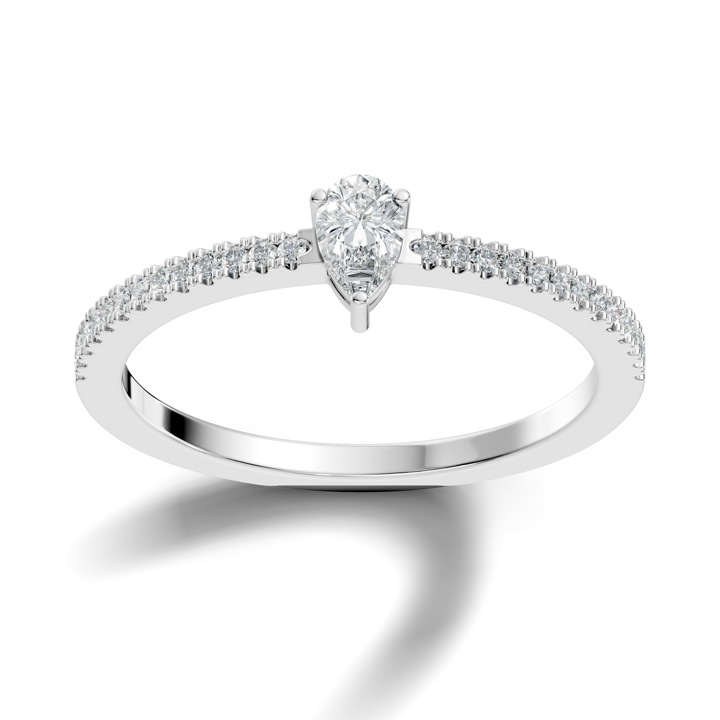 10k Yellow Gold Pear and Round Cut Diamond Vintage Delicate Half Eternity Dainty Wedding Ring For Her