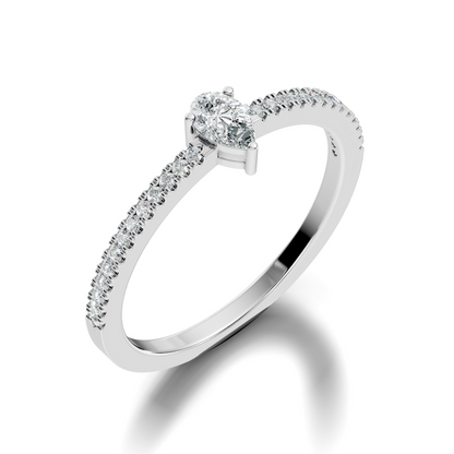 10k Yellow Gold Pear and Round Cut Diamond Vintage Delicate Half Eternity Dainty Wedding Ring For Her