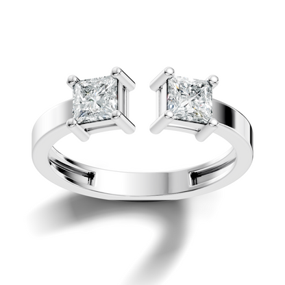 Princess Cut Lab Grown Diamond Antique Cluster Two Stone Dainty Promise Diamond Ring For Her