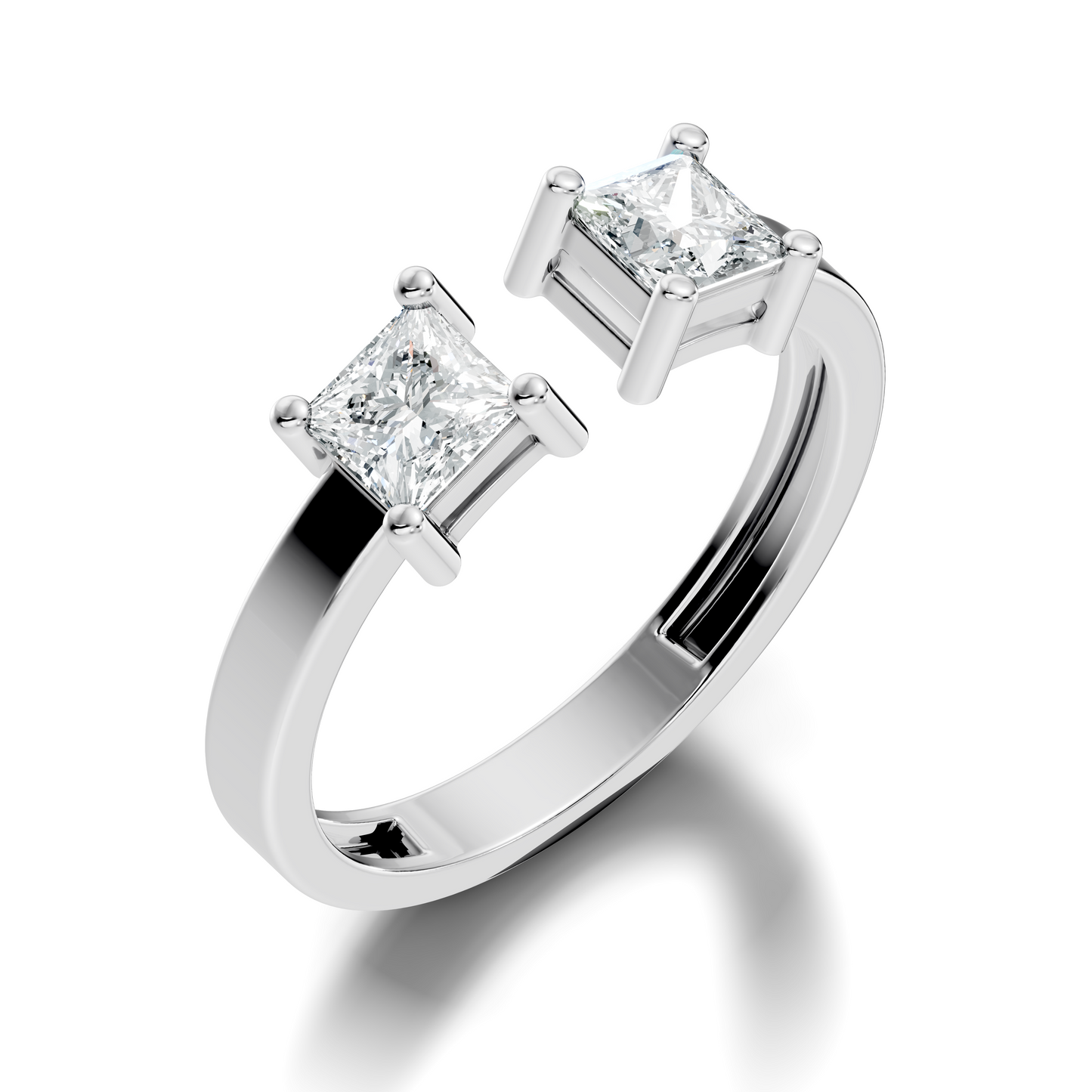 Princess Cut Lab Grown Diamond Antique Cluster Two Stone Dainty Promise Diamond Ring For Her