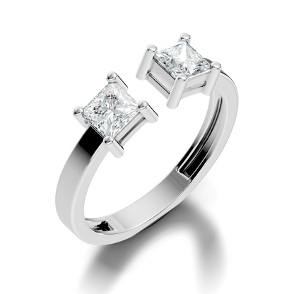 Princess Cut Lab Grown Diamond Antique Cluster Two Stone Dainty Promise Diamond Ring For Her