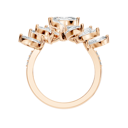 4.06t Marquise and Round Cut Diamond Unique Handcrafted Dainty Stacking Vintage Wedding Ring For Her