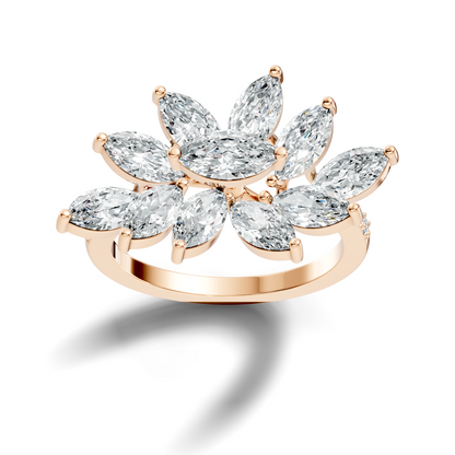 4.06t Marquise and Round Cut Diamond Unique Handcrafted Dainty Stacking Vintage Wedding Ring For Her